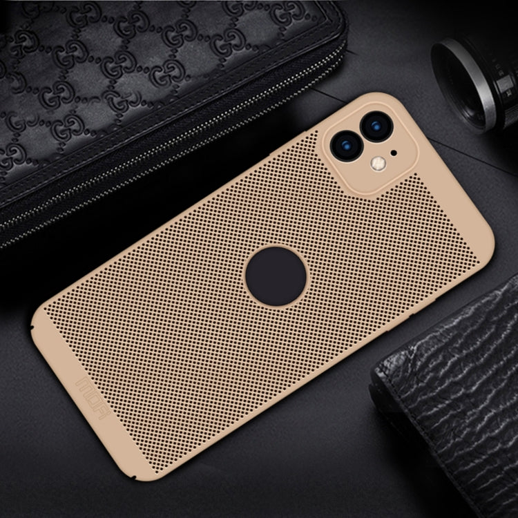 For iPhone 12 mini MOFi Honeycomb Texture Breathable PC Shockproof Protective Back Cover Case (Gold) - iPhone 12 mini Cases by MOFI | Online Shopping South Africa | PMC Jewellery