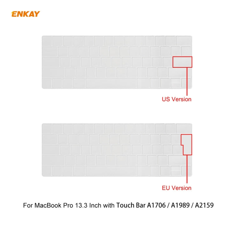 ENKAY 3 in 1 Crystal Laptop Protective Case + EU Version TPU Keyboard Film + Anti-dust Plugs Set for MacBook Pro 13.3 inch A1706 / A1989 / A2159 (with Touch Bar)(Transparent) - MacBook Pro Cases by ENKAY | Online Shopping South Africa | PMC Jewellery | Buy Now Pay Later Mobicred