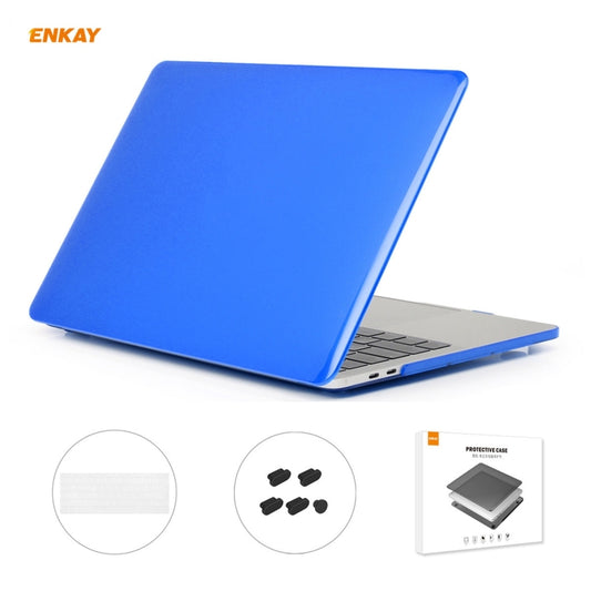 ENKAY 3 in 1 Crystal Laptop Protective Case + EU Version TPU Keyboard Film + Anti-dust Plugs Set for MacBook Pro 13.3 inch A1708 (without Touch Bar)(Dark Blue) - MacBook Pro Cases by ENKAY | Online Shopping South Africa | PMC Jewellery | Buy Now Pay Later Mobicred