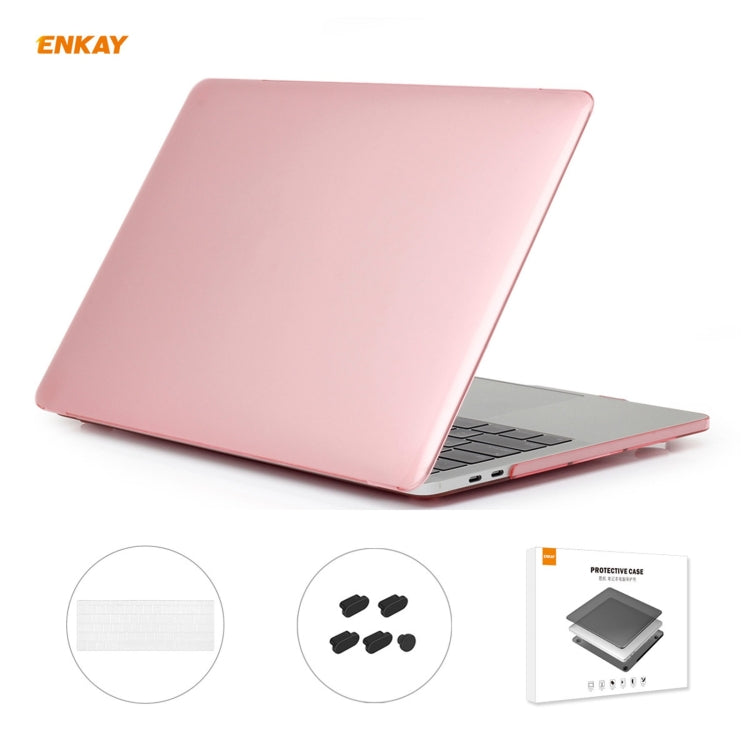 ENKAY 3 in 1 Crystal Laptop Protective Case + US Version TPU Keyboard Film + Anti-dust Plugs Set for MacBook Pro 13.3 inch A1706 / A1989 / A2159 (with Touch Bar)(Pink) - MacBook Pro Cases by ENKAY | Online Shopping South Africa | PMC Jewellery | Buy Now Pay Later Mobicred