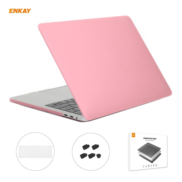 ENKAY 3 in 1 Matte Laptop Protective Case + US Version TPU Keyboard Film + Anti-dust Plugs Set for MacBook Pro 15.4 inch A1707 & A1990 (with Touch Bar)(Pink) - MacBook Pro Cases by ENKAY | Online Shopping South Africa | PMC Jewellery | Buy Now Pay Later Mobicred