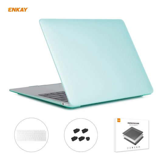 ENKAY 3 in 1 Matte Laptop Protective Case + EU Version TPU Keyboard Film + Anti-dust Plugs Set for MacBook Air 13.3 inch A1932 (2018)(Green) - MacBook Air Cases by ENKAY | Online Shopping South Africa | PMC Jewellery | Buy Now Pay Later Mobicred