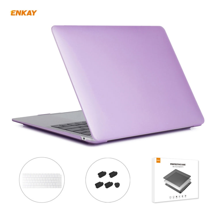 ENKAY 3 in 1 Matte Laptop Protective Case + EU Version TPU Keyboard Film + Anti-dust Plugs Set for MacBook Air 13.3 inch A1932 (2018)(Purple) - MacBook Air Cases by ENKAY | Online Shopping South Africa | PMC Jewellery | Buy Now Pay Later Mobicred