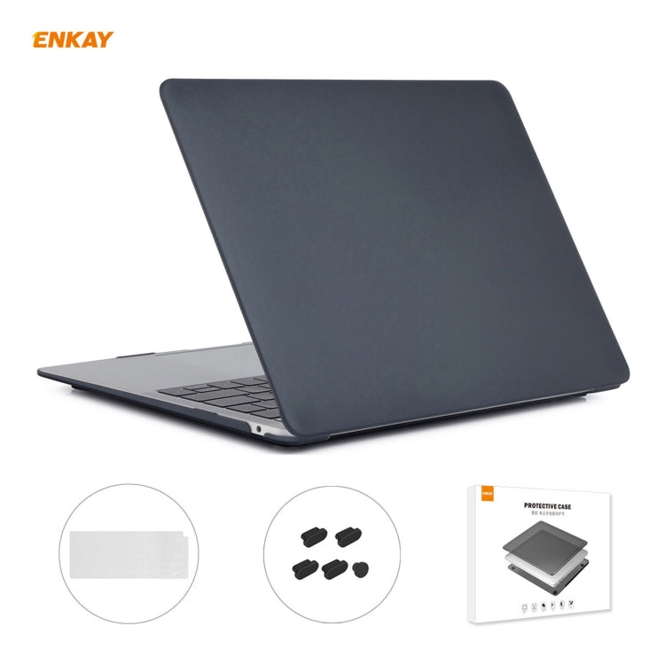 ENKAY 3 in 1 Matte Laptop Protective Case + US Version TPU Keyboard Film + Anti-dust Plugs Set for MacBook Air 13.3 inch A2179 & A2337 (2020)(Black) - MacBook Air Cases by ENKAY | Online Shopping South Africa | PMC Jewellery | Buy Now Pay Later Mobicred