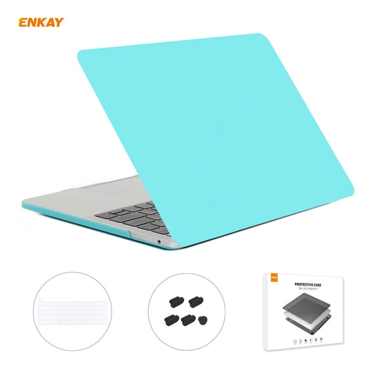 ENKAY 3 in 1 Matte Laptop Protective Case + US Version TPU Keyboard Film + Anti-dust Plugs Set for MacBook Pro 13.3 inch A2251 & A2289 & A2338 (with Touch Bar)(Cyan) - MacBook Pro Cases by ENKAY | Online Shopping South Africa | PMC Jewellery | Buy Now Pay Later Mobicred