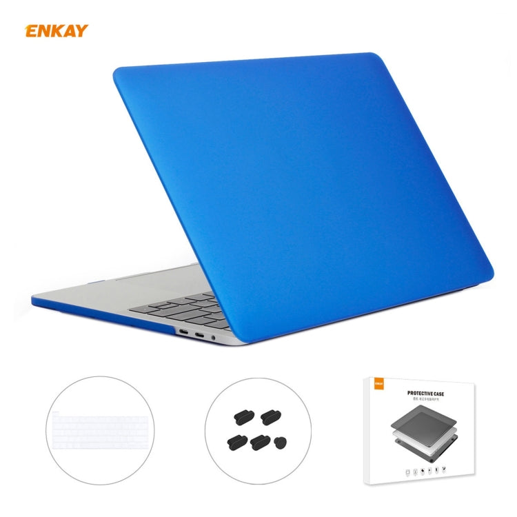 ENKAY 3 in 1 Matte Laptop Protective Case + EU Version TPU Keyboard Film + Anti-dust Plugs Set for MacBook Pro 16 inch A2141 (with Touch Bar)(Dark Blue) - MacBook Pro Cases by ENKAY | Online Shopping South Africa | PMC Jewellery | Buy Now Pay Later Mobicred