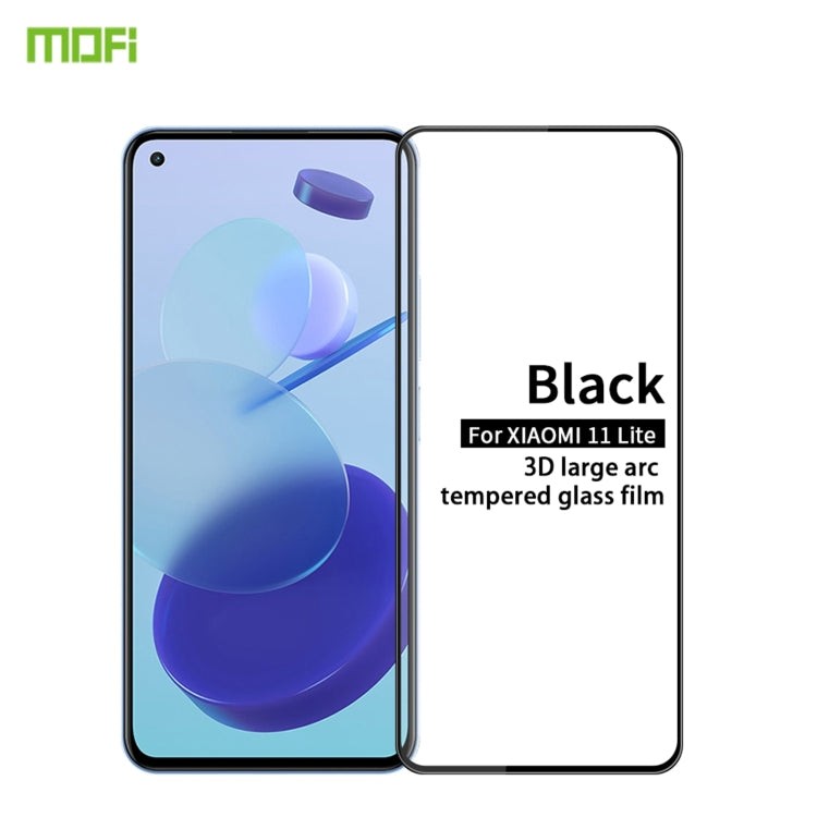 For Xiaomi Mi 11 Lite MOFI 9H 3D Explosion-proof Curved Screen Tempered Glass Film(Black) -  by MOFI | Online Shopping South Africa | PMC TechLife | Buy Now Pay Later Mobicred