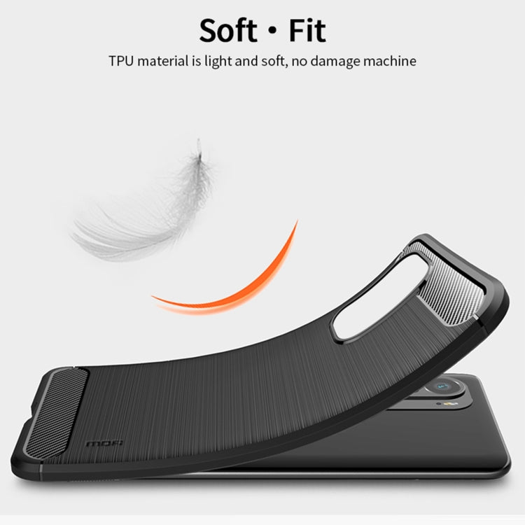 For Xiaomi Redmi K40 / K40 Pro / K40 Pro+ / Poco F3 MOFI Gentleness Series Brushed Texture Carbon Fiber Soft TPU Case(Red) - Xiaomi Cases by MOFI | Online Shopping South Africa | PMC Jewellery