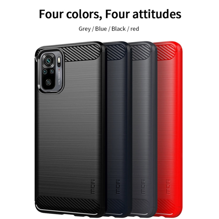 For Xiaomi Redmi Note 10 / Note 10S MOFI Gentleness Series Brushed Texture Carbon Fiber Soft TPU Case(Blue) - Xiaomi Cases by MOFI | Online Shopping South Africa | PMC Jewellery