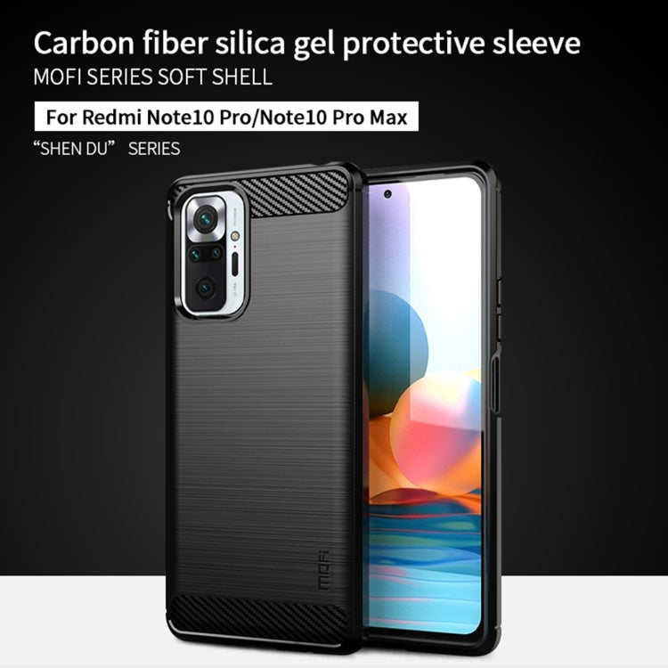 For Xiaomi Redmi Note 10 Pro / Note 10 Pro Max MOFI Gentleness Series Brushed Texture Carbon Fiber Soft TPU Case(Black) - Xiaomi Cases by MOFI | Online Shopping South Africa | PMC Jewellery