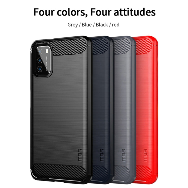 For Xiaomi Poco M3 / Redmi 9T MOFI Gentleness Series Brushed Texture Carbon Fiber Soft TPU Case(Red) - Xiaomi Cases by MOFI | Online Shopping South Africa | PMC Jewellery