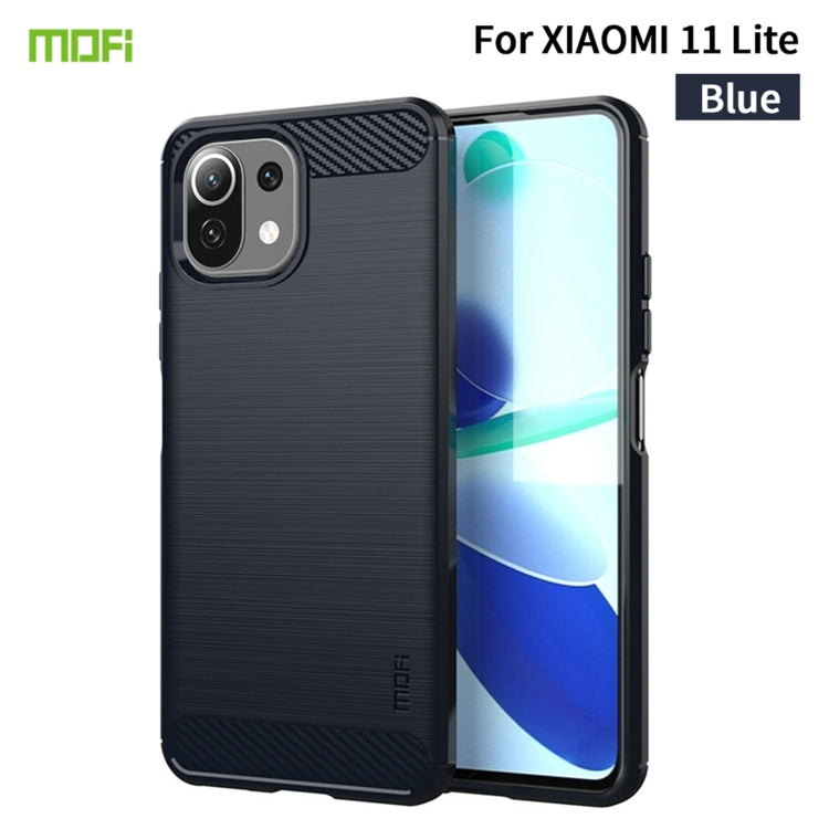 For Xiaomi Mi 11 Lite MOFI Gentleness Series Brushed Texture Carbon Fiber Soft TPU Case(Blue) - Xiaomi Cases by MOFI | Online Shopping South Africa | PMC Jewellery