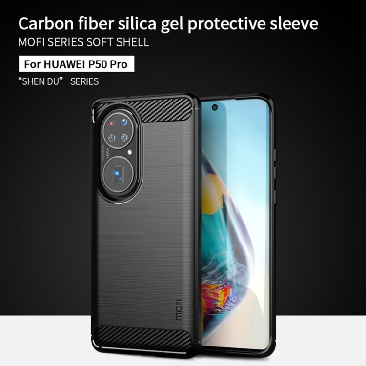 For Huawei P50 Pro MOFI Gentleness Series Brushed Texture Carbon Fiber Soft TPU Case(Black) - Huawei Cases by MOFI | Online Shopping South Africa | PMC Jewellery