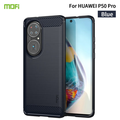 For Huawei P50 Pro MOFI Gentleness Series Brushed Texture Carbon Fiber Soft TPU Case(Blue) - Huawei Cases by MOFI | Online Shopping South Africa | PMC Jewellery