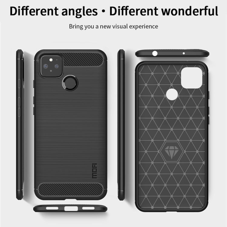 For Google Pixel 5a 5G MOFI Gentleness Series Brushed Texture Carbon Fiber Soft TPU Case(Blue) - Google Cases by MOFI | Online Shopping South Africa | PMC TechLife | Buy Now Pay Later Mobicred