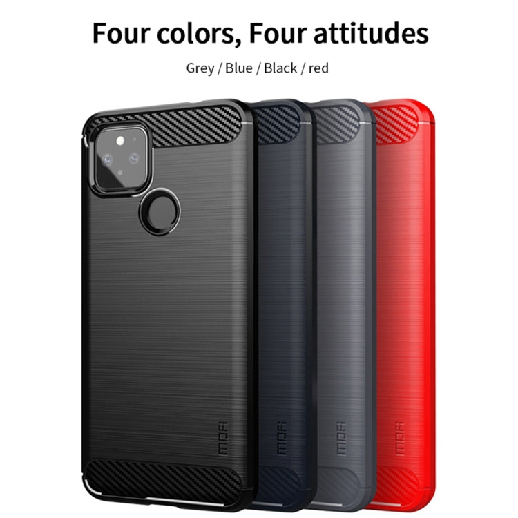 For Google Pixel 5a 5G MOFI Gentleness Series Brushed Texture Carbon Fiber Soft TPU Case(Blue) - Google Cases by MOFI | Online Shopping South Africa | PMC TechLife | Buy Now Pay Later Mobicred