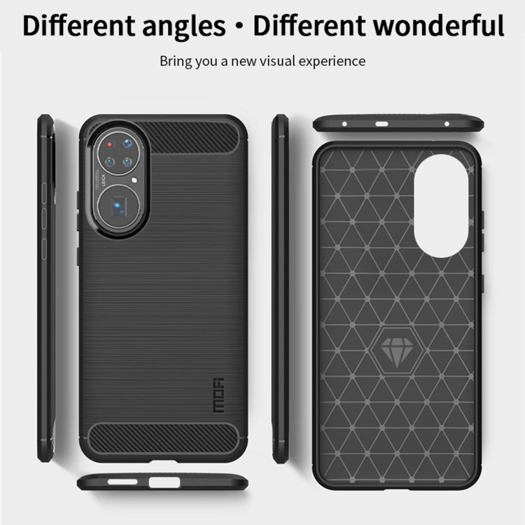 For Huawei P50 MOFI Gentleness Series Brushed Texture Carbon Fiber Soft TPU Case(Red) - Huawei Cases by MOFI | Online Shopping South Africa | PMC TechLife | Buy Now Pay Later Mobicred