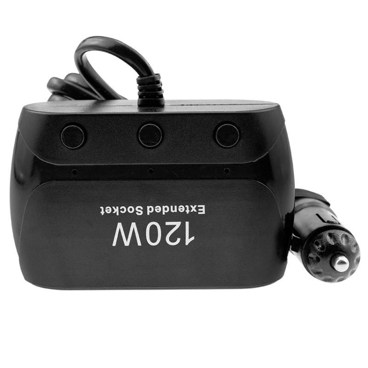 Cigarette Lighter Adapter Splitter 3 Sockets Cigarette Lighter Splitter 12V/24V Power Car Charger(Black) - Cigar Socket by PMC Jewellery | Online Shopping South Africa | PMC Jewellery | Buy Now Pay Later Mobicred