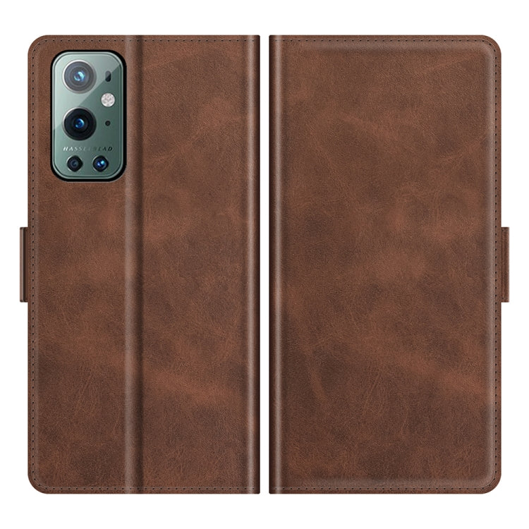 For OnePlus 9 Pro Dual-side Magnetic Buckle Horizontal Flip Leather Case with Holder & Card Slots & Wallet(Brown) - OnePlus Cases by PMC Jewellery | Online Shopping South Africa | PMC Jewellery