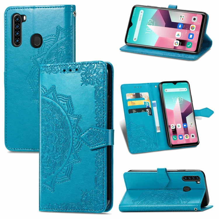 For Blackview A80 Pro Mandala Flower Embossed Horizontal Flip Leather Case with Holder & Three Card Slots & Wallet & Lanyard(Blue) - More Brand by PMC Jewellery | Online Shopping South Africa | PMC Jewellery