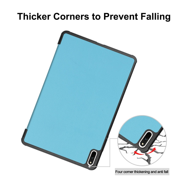 For Huawei MatePad 11 2021 ENKAY Custer Texture Horizontal Flip PU+PC Leather Case with Three-folding Holder & Sleep / Wake-up Function(Light Blue) - free shipping - PMC TechLife - Order now!