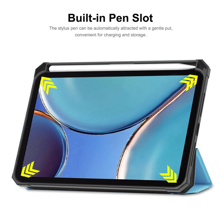 For iPad mini 2024 / mini 6 ENKAY Custer Texture Horizontal Flip PU+TPU Leather Tablet Case with Three-folding Holder & Sleep / Wake-up Function & Pen Holder(Dark Blue) - free shipping - PMc TechLife - Order now!