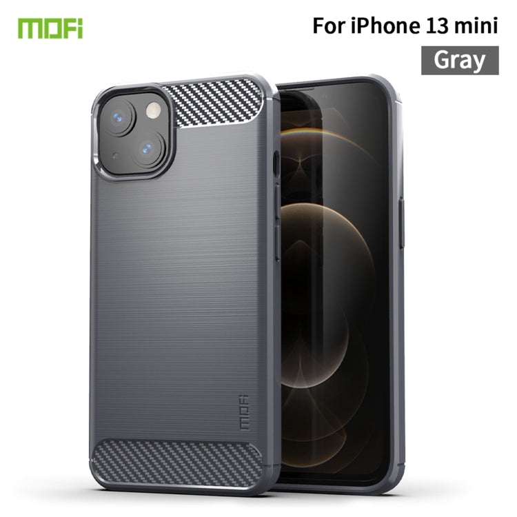 For iPhone 13 mini MOFI Gentleness Series Brushed Texture Carbon Fiber Soft TPU Case  (Gray) - iPhone 13 mini Cases by MOFI | Online Shopping South Africa | PMC Jewellery