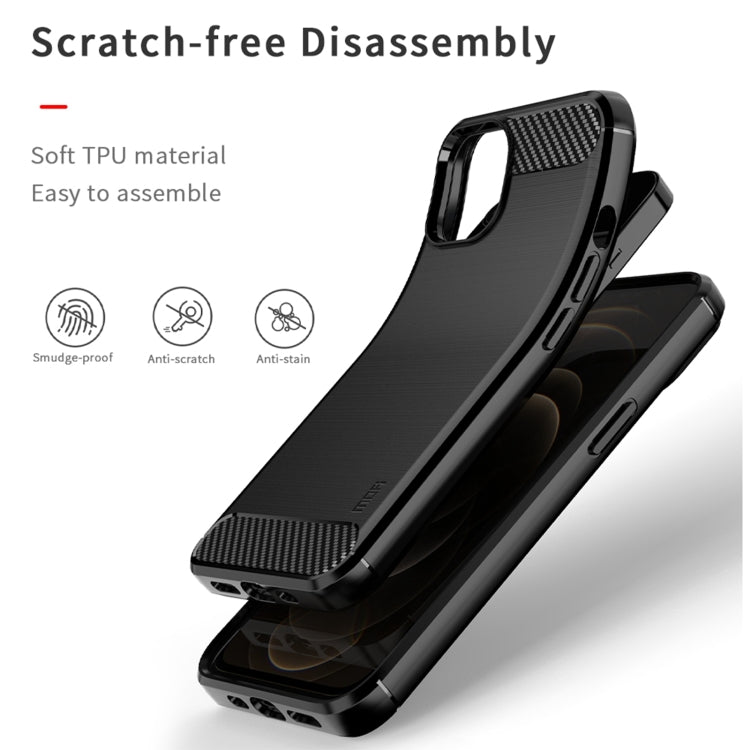 For iPhone 13 mini MOFI Gentleness Series Brushed Texture Carbon Fiber Soft TPU Case  (Gray) - iPhone 13 mini Cases by MOFI | Online Shopping South Africa | PMC TechLife