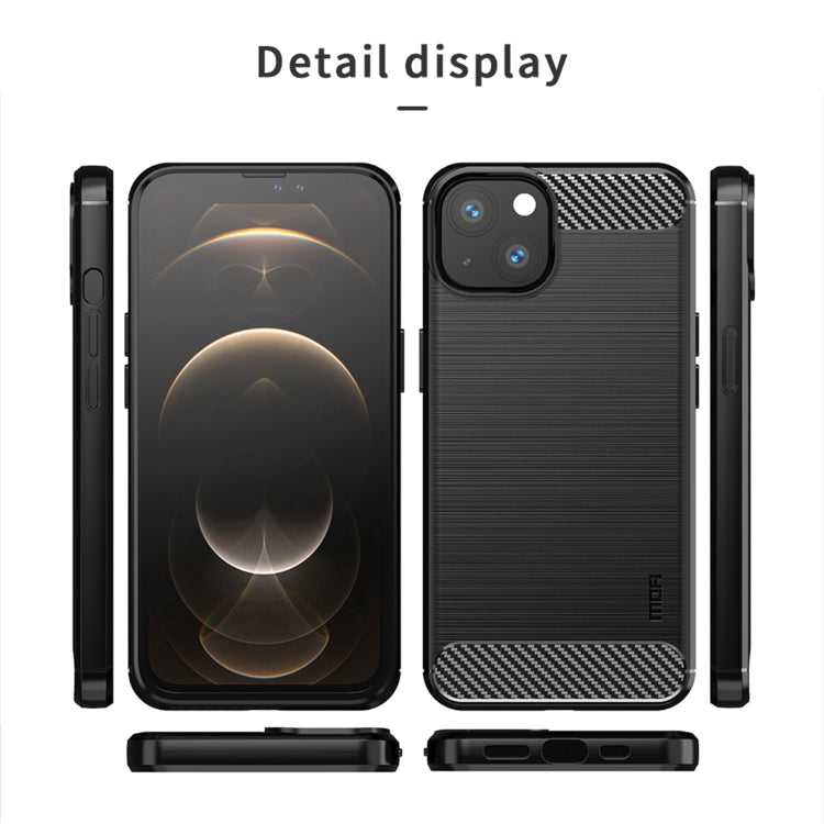 For iPhone 13 mini MOFI Gentleness Series Brushed Texture Carbon Fiber Soft TPU Case  (Gray) - iPhone 13 mini Cases by MOFI | Online Shopping South Africa | PMC TechLife