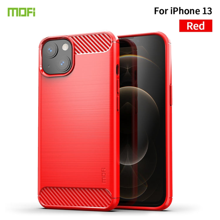 For iPhone 13 MOFI Gentleness Series Brushed Texture Carbon Fiber Soft TPU Case (Red) - iPhone 13 Cases by MOFI | Online Shopping South Africa | PMC TechLife | Buy Now Pay Later Mobicred