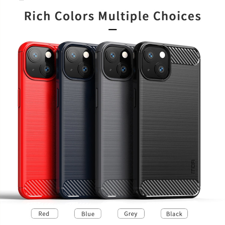 For iPhone 13 MOFI Gentleness Series Brushed Texture Carbon Fiber Soft TPU Case (Red) - iPhone 13 Cases by MOFI | Online Shopping South Africa | PMC TechLife | Buy Now Pay Later Mobicred