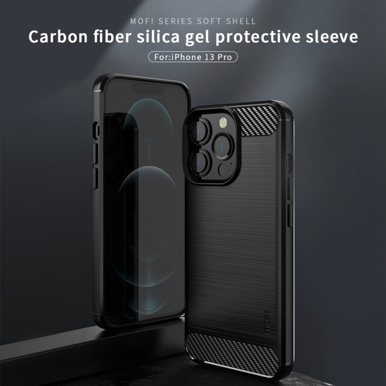 For iPhone 13 Pro MOFI Gentleness Series Brushed Texture Carbon Fiber Soft TPU Case  (Black) - iPhone 13 Pro Cases by MOFI | Online Shopping South Africa | PMC TechLife | Buy Now Pay Later Mobicred