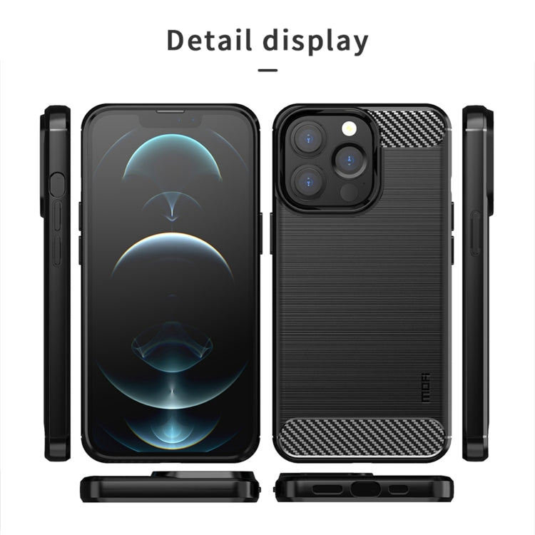 For iPhone 13 Pro MOFI Gentleness Series Brushed Texture Carbon Fiber Soft TPU Case  (Black) - iPhone 13 Pro Cases by MOFI | Online Shopping South Africa | PMC TechLife | Buy Now Pay Later Mobicred