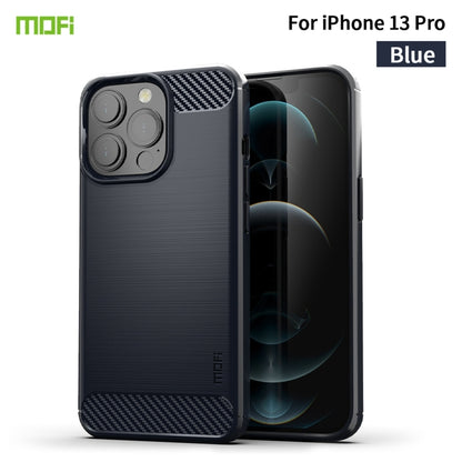 For iPhone 13 Pro MOFI Gentleness Series Brushed Texture Carbon Fiber Soft TPU Case  (Blue) - iPhone 13 Pro Cases by MOFI | Online Shopping South Africa | PMC Jewellery