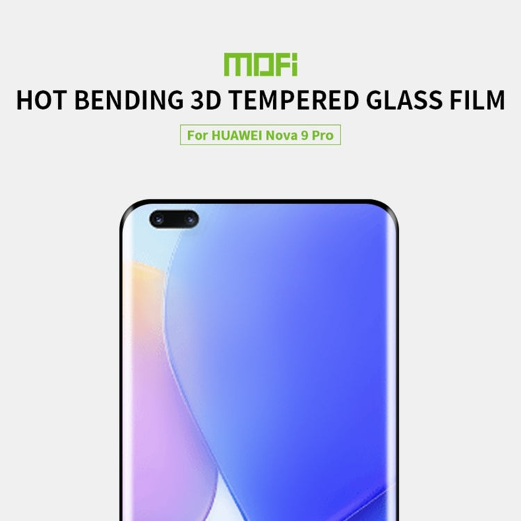 For Huawei nova 9 Pro MOFI 9H 3D Explosion-Proof Hot Bending Full Screen Tempered Glass Film(Black) - Huawei Tempered Glass by MOFI | Online Shopping South Africa | PMC Jewellery