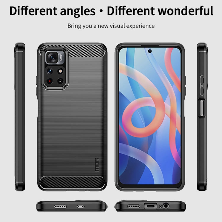 For Xiaomi Redmi Note11 / Poco M4 Pro 5G MOFI Gentleness Series Brushed Texture Carbon Fiber Soft TPU Phone Case(Black) - Xiaomi Cases by MOFI | Online Shopping South Africa | PMC Jewellery