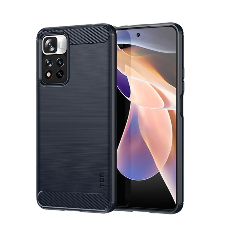 For Xiaomi Redmi Note11 Pro / Note 11 Pro+ MOFI Gentleness Series Brushed Texture Carbon Fiber Soft TPU Phone Case(Blue) - Xiaomi Cases by MOFI | Online Shopping South Africa | PMC Jewellery