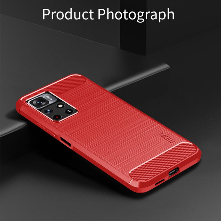 For Xiaomi Redmi Note11 Pro / Note 11 Pro+ MOFI Gentleness Series Brushed Texture Carbon Fiber Soft TPU Phone Case(Red) - Xiaomi Cases by MOFI | Online Shopping South Africa | PMC Jewellery