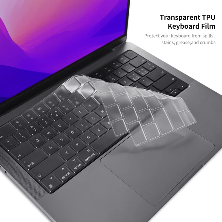 ENKAY Hat-Prince 3 in 1 Crystal Laptop Protective Case + TPU Keyboard Film + Anti-dust Plugs Set for MacBook Pro 16.2 inch A2485 2021/A2880 2023, Version:EU Version(Purple) - MacBook Pro Cases by ENKAY | Online Shopping South Africa | PMC Jewellery | Buy Now Pay Later Mobicred