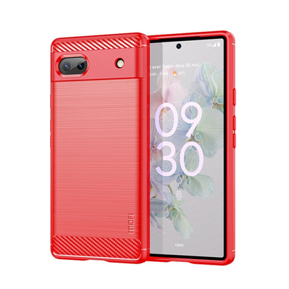 For Google Pixel 6A MOFI Gentleness Brushed Carbon Fiber Soft TPU Case(Red) - Google Cases by MOFI | Online Shopping South Africa | PMC Jewellery | Buy Now Pay Later Mobicred