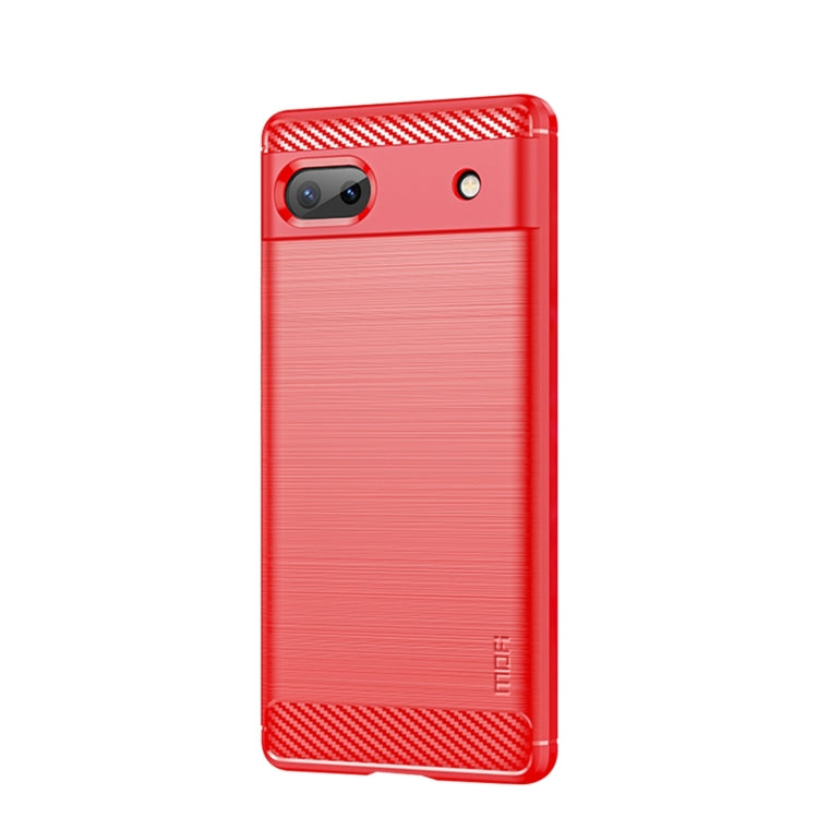 For Google Pixel 6A MOFI Gentleness Brushed Carbon Fiber Soft TPU Case(Red) - Google Cases by MOFI | Online Shopping South Africa | PMC Jewellery | Buy Now Pay Later Mobicred