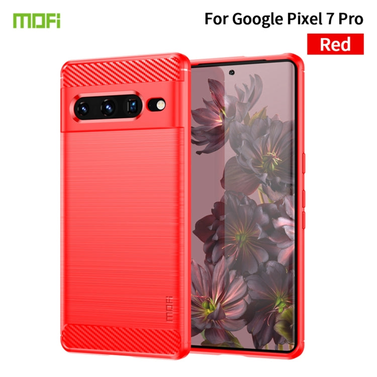 For Google pixel 7 Pro 5G MOFI Gentleness Series Brushed Texture Carbon Fiber TPU Phone Case(Red) - Google Cases by MOFI | Online Shopping South Africa | PMC Jewellery