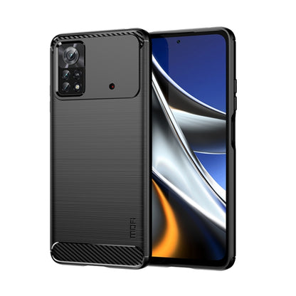 For Xiaomi Poco X4 Pro 5G MOFI Gentleness Brushed Carbon Fiber Soft TPU Case(Black) - Xiaomi Cases by MOFI | Online Shopping South Africa | PMC Jewellery | Buy Now Pay Later Mobicred