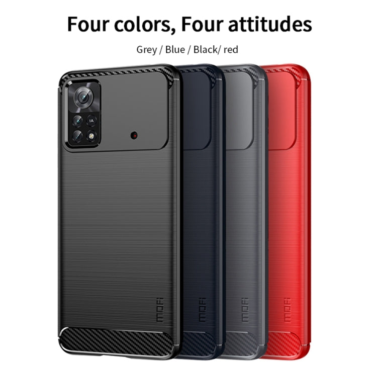 For Xiaomi Poco X4 Pro 5G MOFI Gentleness Brushed Carbon Fiber Soft TPU Case(Gray) - Xiaomi Cases by MOFI | Online Shopping South Africa | PMC Jewellery | Buy Now Pay Later Mobicred