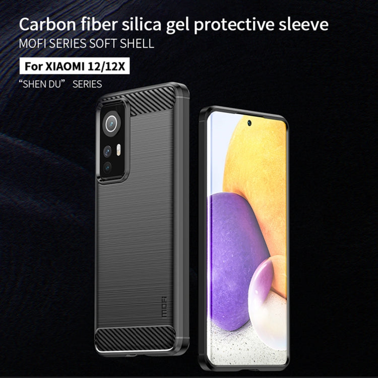 For Xiaomi 12 / 12X MOFI Gentleness Brushed Carbon Fiber Soft TPU Case(Red) - Xiaomi Cases by MOFI | Online Shopping South Africa | PMC TechLife | Buy Now Pay Later Mobicred