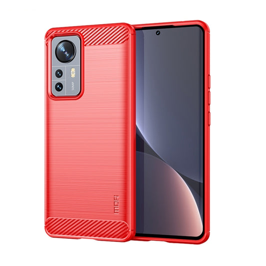 For Xiaomi 12 Pro MOFI Gentleness Brushed Carbon Fiber Soft TPU Case(Red) - Xiaomi Cases by MOFI | Online Shopping South Africa | PMC Jewellery | Buy Now Pay Later Mobicred