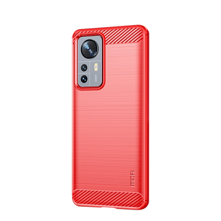 For Xiaomi 12 Pro MOFI Gentleness Brushed Carbon Fiber Soft TPU Case(Red) - Xiaomi Cases by MOFI | Online Shopping South Africa | PMC Jewellery | Buy Now Pay Later Mobicred