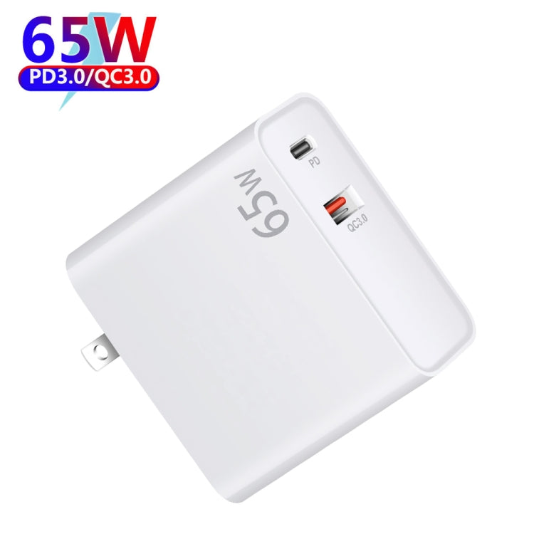 PD-65W USB-C / Type-C + QC3. 0 USB Laptop Charging Adapter + 1.8m USB-C / Type-C to MagSafe 1 / L Head Data Cable, EU Plug / US Plug(White) - Cable & Adapter by PMC Jewellery | Online Shopping South Africa | PMC Jewellery | Buy Now Pay Later Mobicred