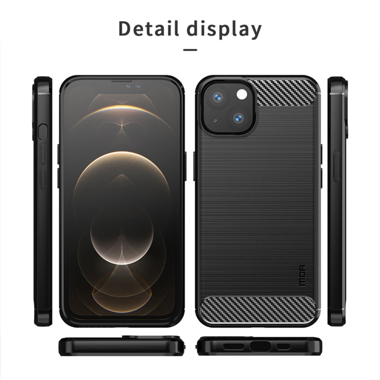 For iPhone 14 MOFI Gentleness Brushed Texture Carbon Fiber TPU Phone Case (Black) - iPhone 14 Cases by MOFI | Online Shopping South Africa | PMC TechLife | Buy Now Pay Later Mobicred
