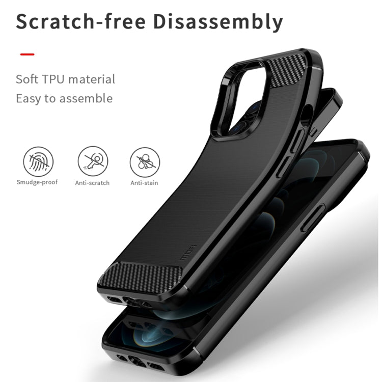 For iPhone 14 Pro MOFI Gentleness Brushed Texture Carbon Fiber TPU Phone Case (Red) - iPhone 14 Pro Cases by MOFI | Online Shopping South Africa | PMC TechLife | Buy Now Pay Later Mobicred